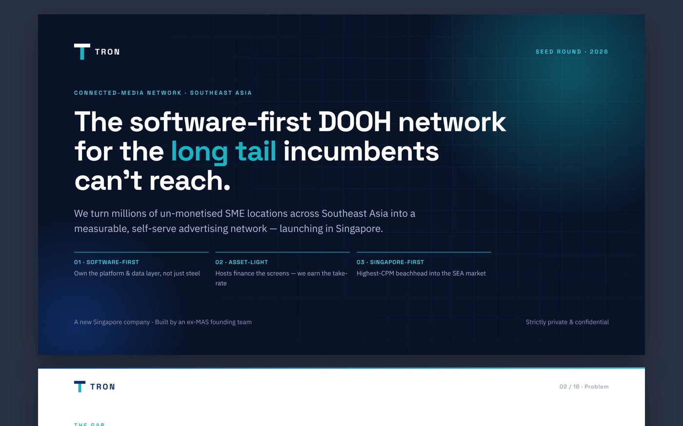 投資家向けピッチデック — The software-first DOOH network